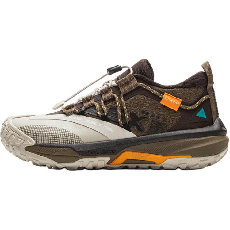 Li Ning Kids Outdoor Comfortable Non-Slip Wear-Resistant Low-Top Casual Shoes Men Casual Shoes Gray Brown YKEU006-7