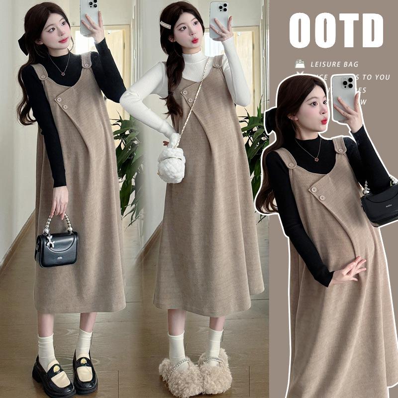 Autumn Maternity Chenille Sleeveless Camisole Dress Set L