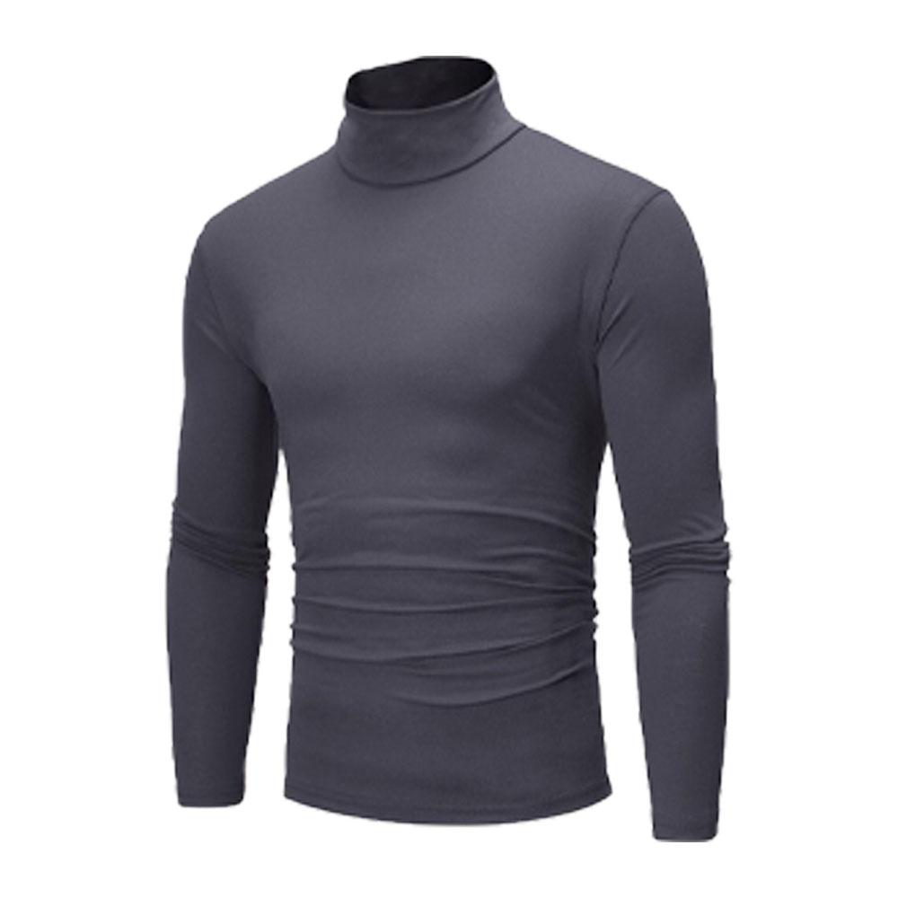 

Осенне-зимняя мужская футболка с высоким воротом, облегающая, с высоким эластичным кроем, с длинным рукавом, мужская одежда, повседневная дышащая, пуловер, нижняя рубашка L темно серый
