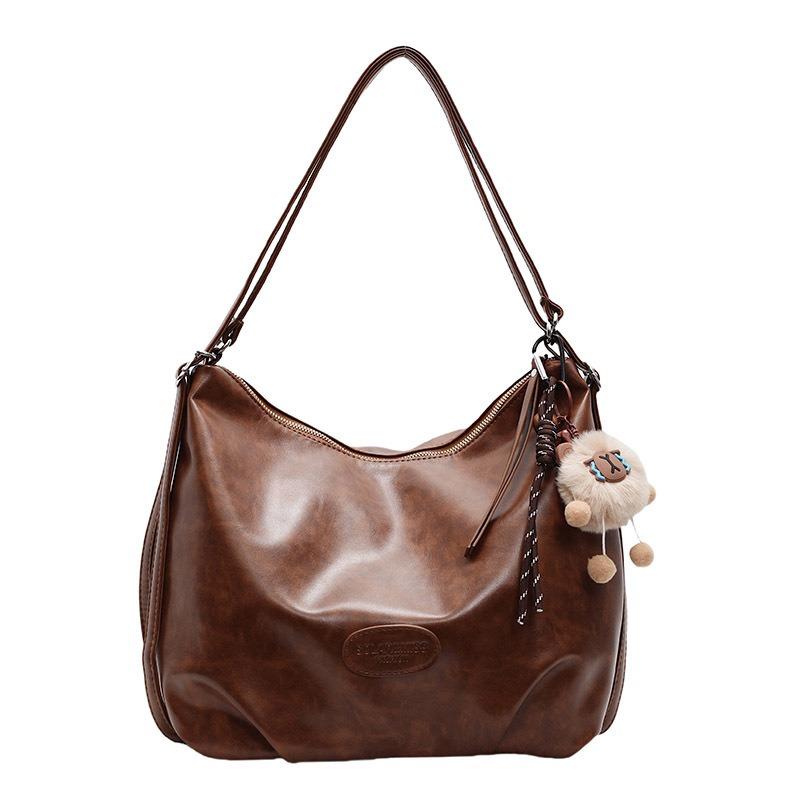 New Maillard Retro Soft Leather Tote Bag Trendy Casual Student Class Commute Large Capacity Backpack