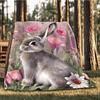 1pc Rabbit Flowers Outdoor Blanket - Soft Flannel Cozy for Travel & Camping - All-Season Warm Bed Cover, Machine Washable yy251229079