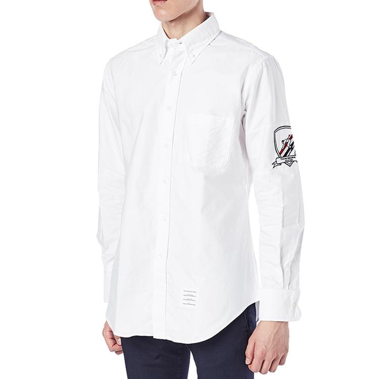 THOM BROWNE Shirts Men's White Pointed Collar Moderate Shirt MWL220E-02581-100