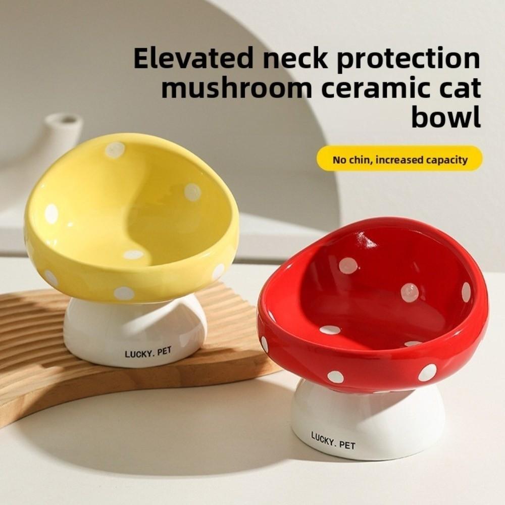 Keramik Haustier Hochfußnapf Schrägmaul Haustier Trinknapf Futterspender Niedlicher Katzennapf Wasserbehälter