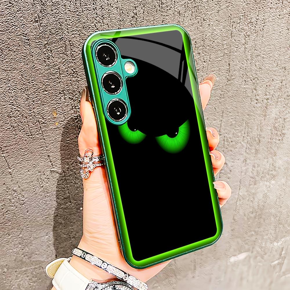 

The Green Little Devil Glass PhoneCase for Samsung Galaxy S26 S25 S24 S23 S22 S21 FE Ultra Plus Built-in glass green Exquisite GalaxyS25