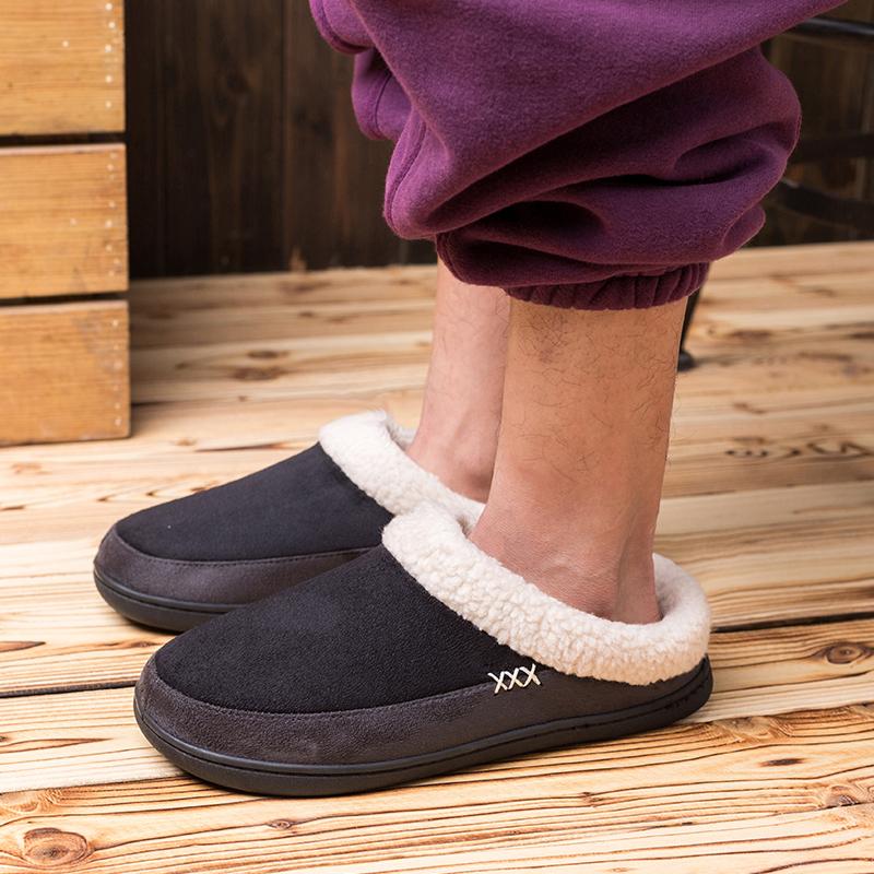 Fashion Winter Men Slippers New Warm Men's Slippers Short Plush Flock Home Slippers for Men Hard-wearing Non-slip Sewing Male Shoes