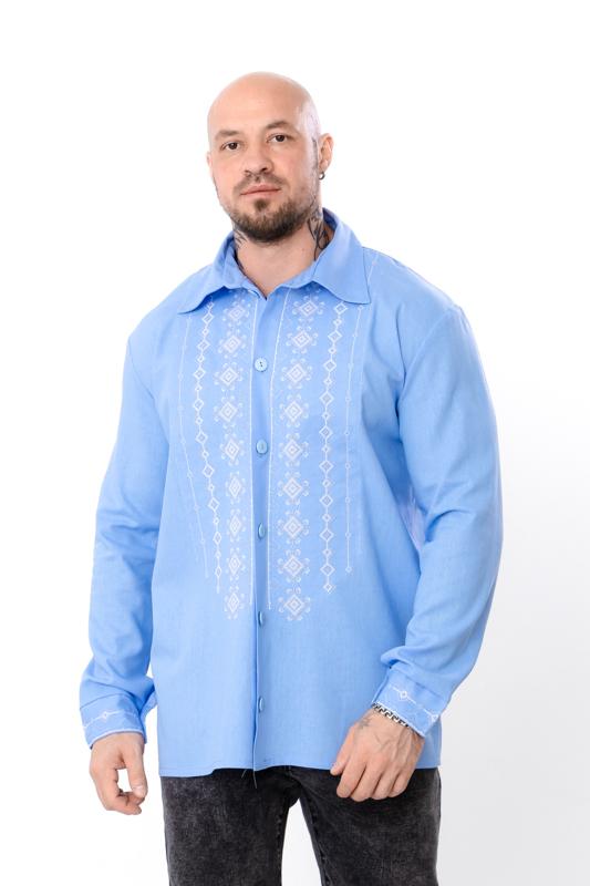 

Shirt (men) – Linen Viscose, Long Sleeve, Patterned, Any season 8451-070-22 HC 2XL м яч синього кольору