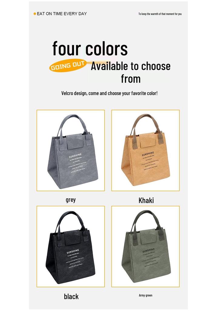 Tyvek Kraft Paper Insulated Lunch Bag - Waterproof, Aluminum Foil Bento Picnic Bag