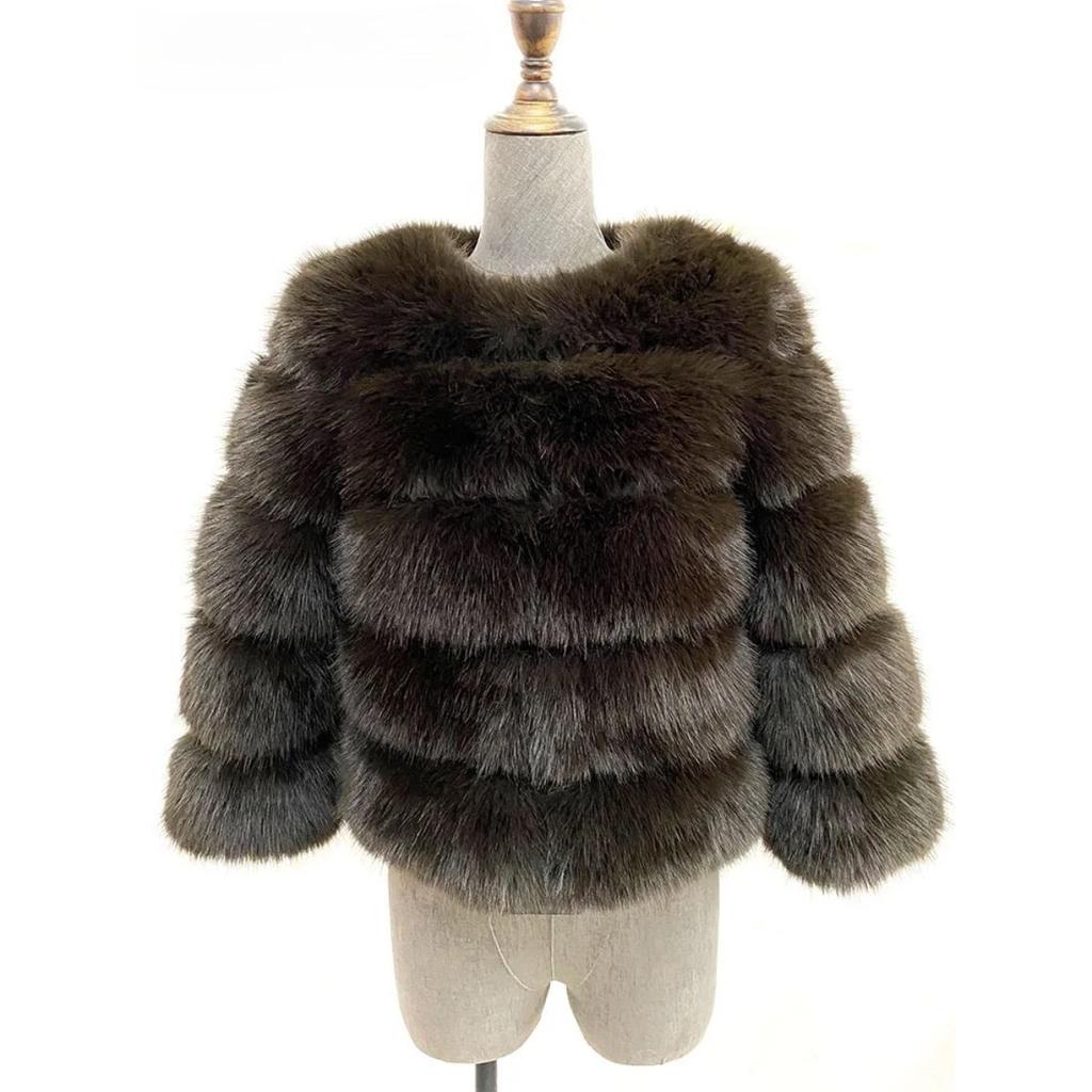 VAYLA Mink Coat Winter Black White Faux Fur Coat Woman Elegant Fluffy Faux Fur Jacket Top Short Fur Coats Woman Clothing