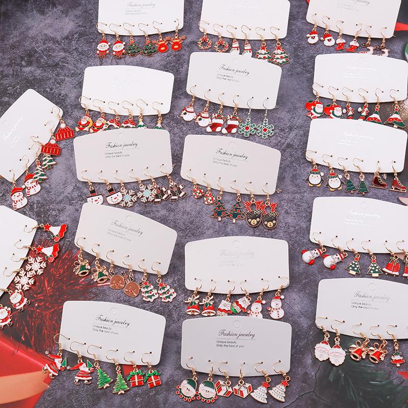 Christmas Earring Set: Reindeer, Santa, Snowman & Tree