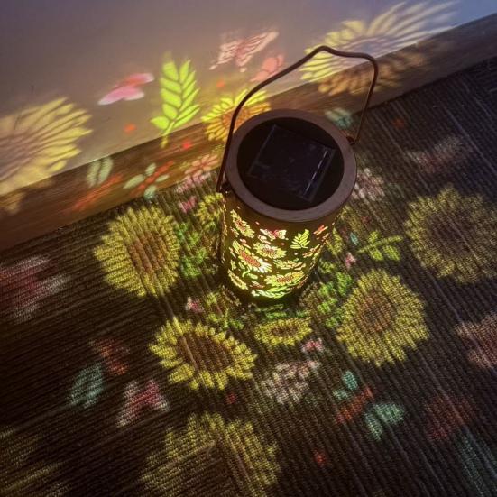 Solar Sunflower Garden Lantern Metal Outdoor Hanging Light Waterproof Energy-Saving Tabletop Light for Patio Pathway Decor