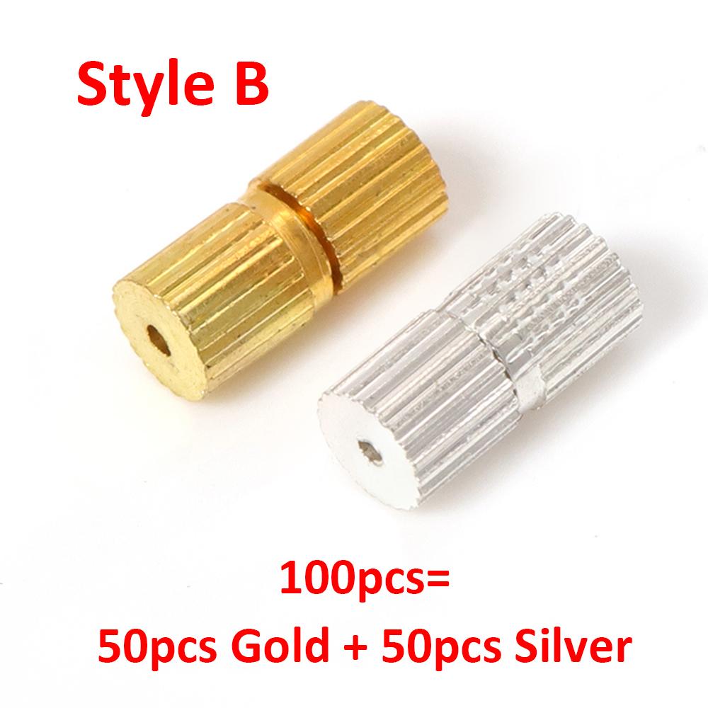 100pcs Cylinder Fasteners Buckles Closed Beading End Clasp Screw Clasps for DIY Bracelet Necklace Connectors Jewelry Making
