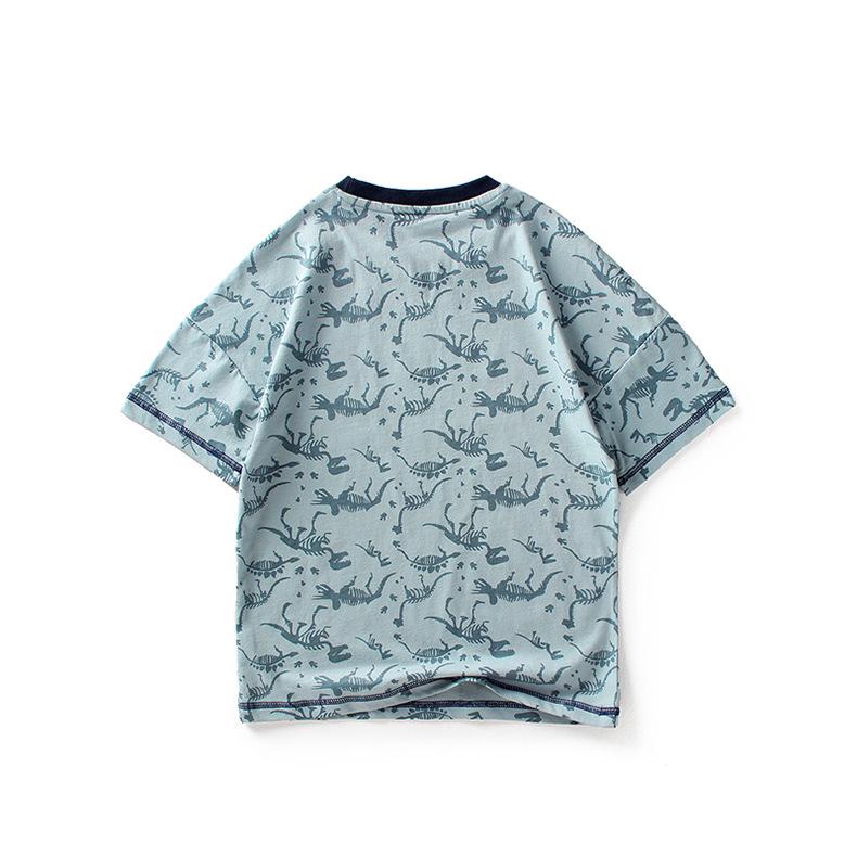 Kids' Korean Style Dinosaur Print Summer T-Shirt - Boys' Short Sleeve Trendy Top