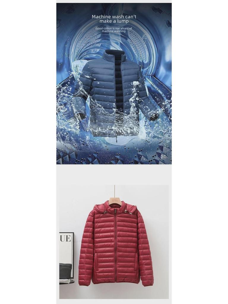 Men's Off-Season Cotton-Padded Jacket: Lightweight Down, Large Sizes for Middle-Aged and Young Men, Thick Winter Jacket