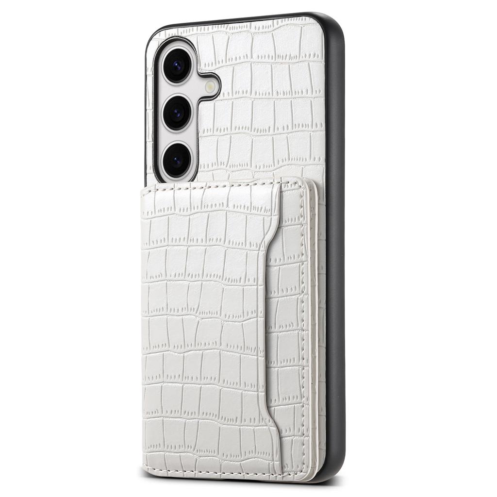 Für Samsung Galaxy S25 Hülle Kartenhalter Ständer Krokodiltextur Leder Rückseite Handyhülle
