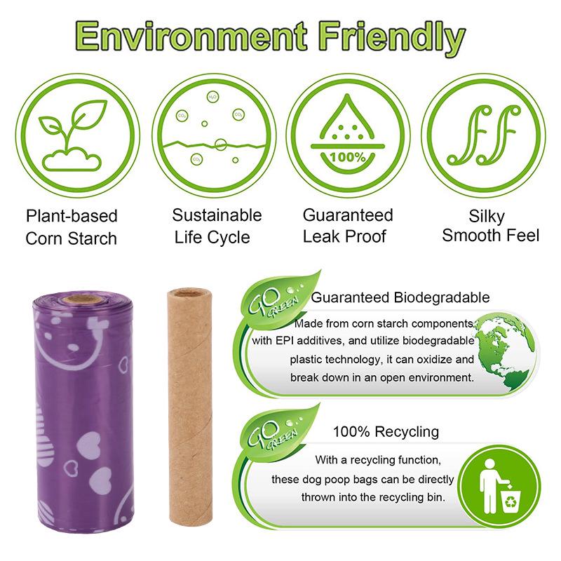 Scented Degradable Pet Waste Bags with Dispenser for Outdoor Use