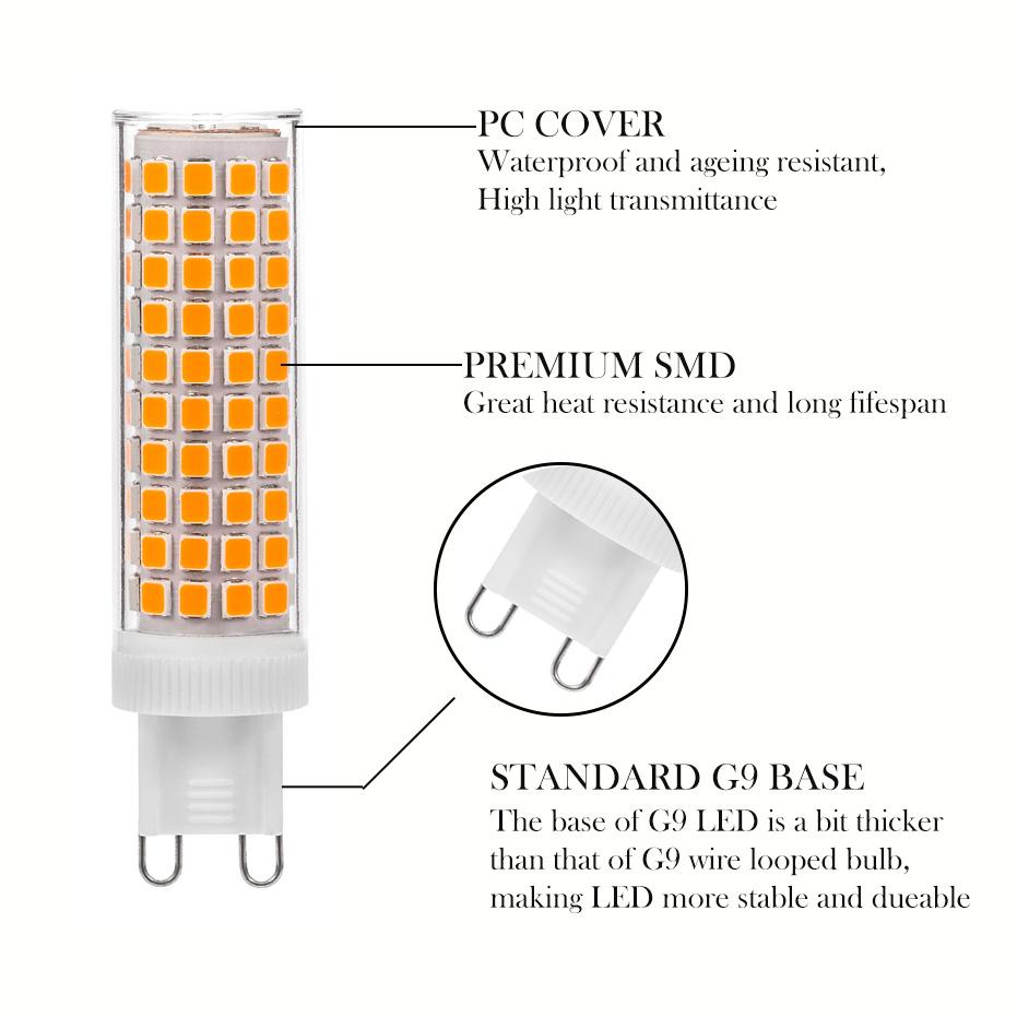 10 Adet G9 LED Ampul 10W Avize Işıkları AC 100V-265V 124 LED SMD2835 Titreşimsiz Seramik Oturma Odası Aydınlatma Lambası