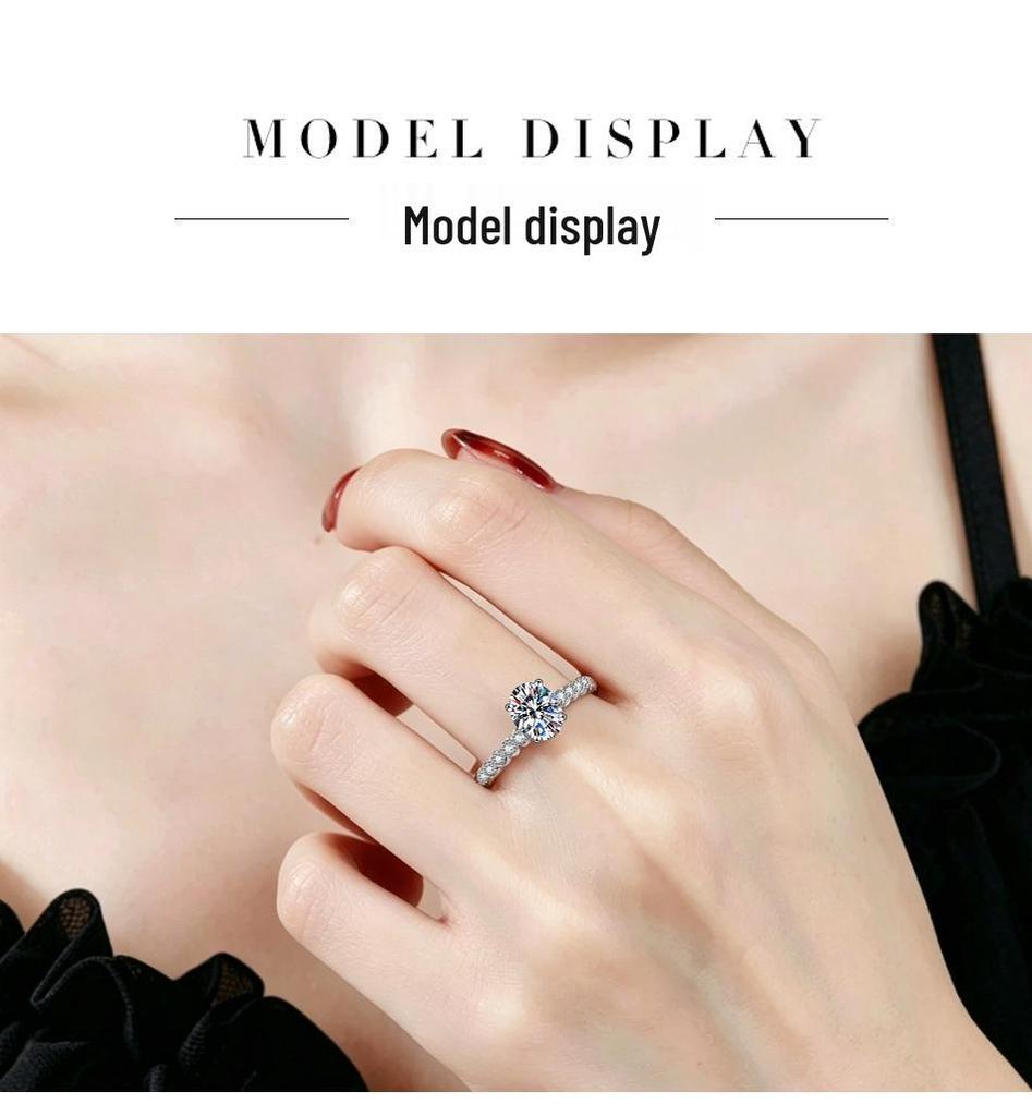 S925 Sterling Silver D-Color Pear Moissanite 1-Carat Engagement Ring for Women, Platinum-Plated