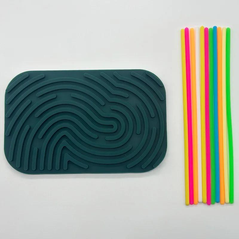 Sensory Activity Board for Kid Busy Board Motor Skills Montessori Toy Relaxing Stress Colored Silicone Rod Travel Toy Gift Boy