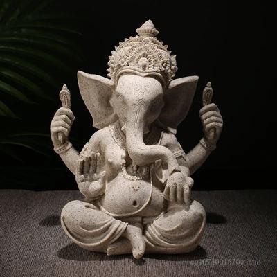Harz Elefantenrüssel Buddha Statue, Dekorative Handwerksverzierung, Südostasiatisch Sitzend, Skulpturen Figuren, Kreativ, 1 Stück