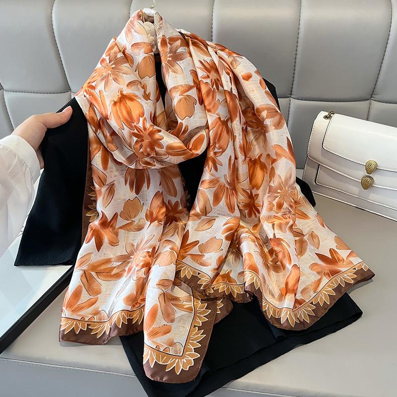180X90Cm Luxury  Fashion Summer Women Soft Silk Scarves Female Shawl Foulard Ladies Muffler Beach Wrap Bandanna Pareo Beach