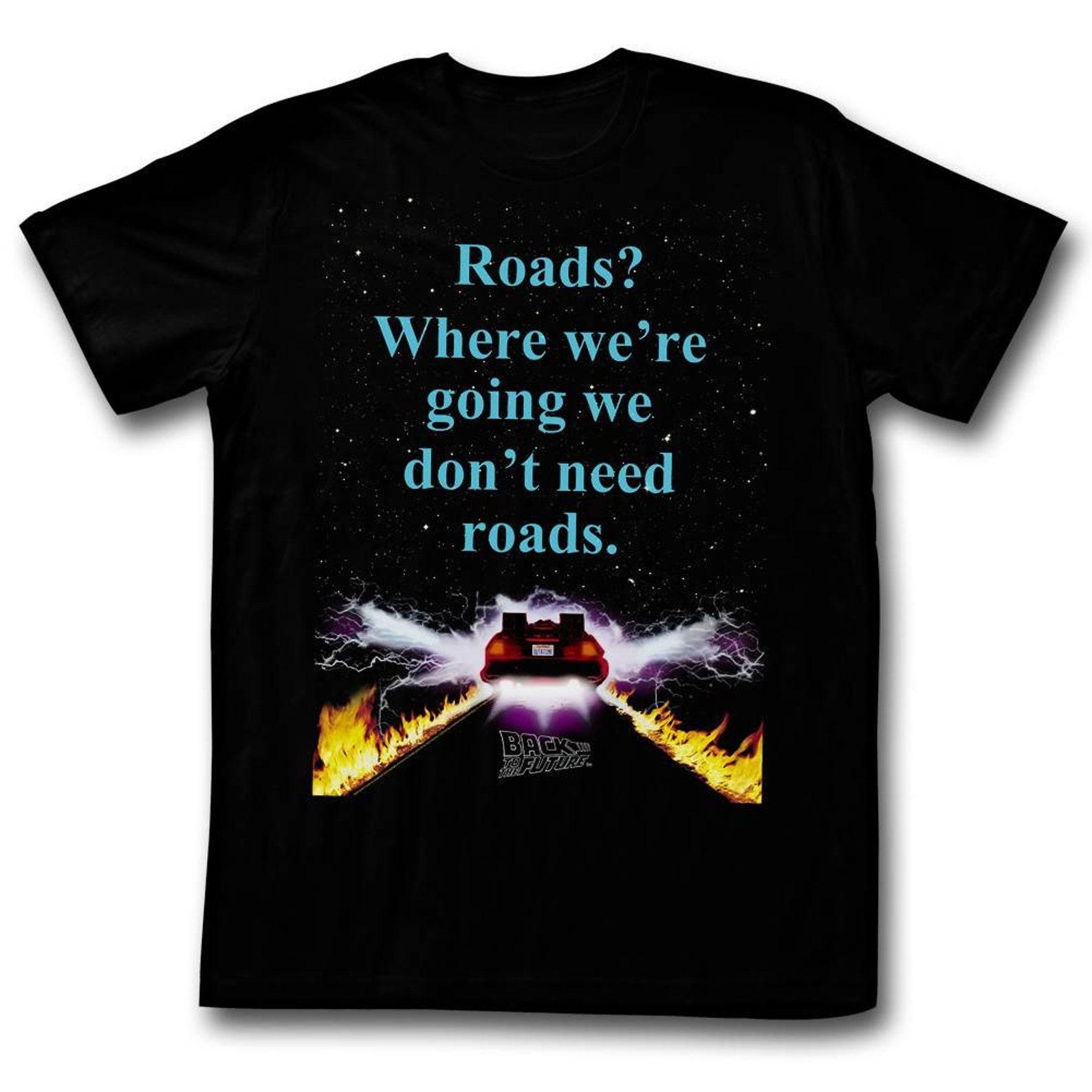 Back to the Future No Roads Black Adult T-Shirt 3XL