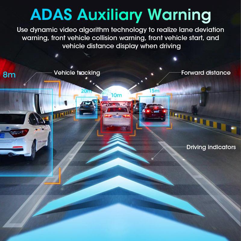 10.26" 4K Dash Cam ADAS Wireless Carplay & Android Auto Car Dvr 360 ° Rotation Dual Lens Dashboard Video Recorder 24h Park AUX