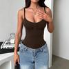 Damski top na ramiączkach spaghetti z dekoltem w łódkę, bez rękawów, dopasowany, streetwear, marszczony w biuście, kamizelka