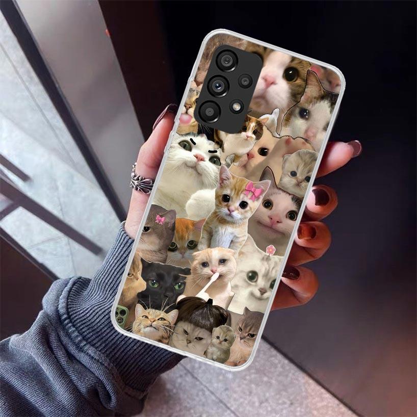Crying Cat Memes Phone Case For Samsung Galaxy A12 A52S A42 A32 A22 A51 A50 Note 20 Ultra 10 S10 Plus A71 A70 A31 A30 A10S Galax