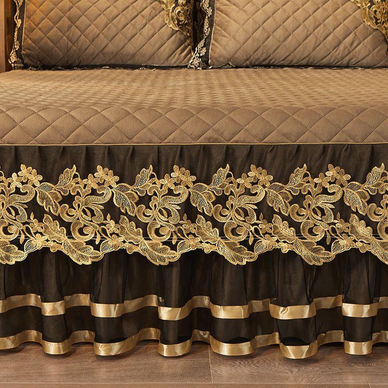 3 szt. Zagęszczona Koronkowa Falbana Jesienno-Zimowa, Kryształowy Aksamit Koronkowa Nakładka na Łóżko, Miękka i Wygodna, Pościel do Sypialni i Pokoju Gościnnego