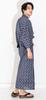 KYOETSU Yukata Set and Waist Checkered Pattern x Navy Blue Men's 3-Piece (Yukata, One-Touch Obi, Cord) (M, C-18. (One-Touch Obi, Black))
