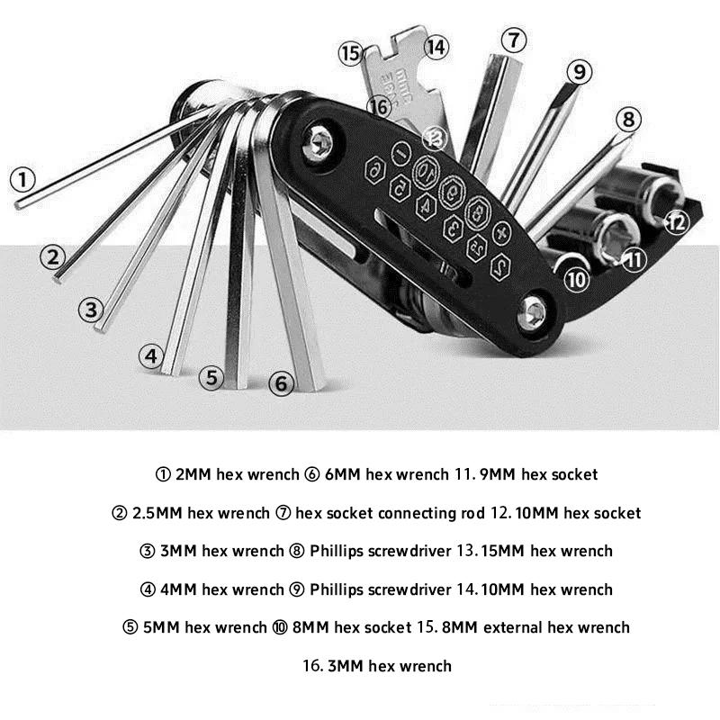16-in-1 Socket Wrench Set Portable Folding Screwdriver Multi-Tool Compact EDC Repair Kit for Electronics & Bicycle Easy to Use