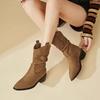 Pointed retro short boots women's autumn and winter 2025 new brown maillard boots wasteland wind sleeve western boots
