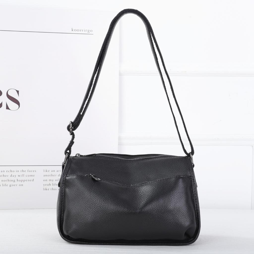 Women's Top-Grain Cowhide Leather Shoulder Bag Spacious Minimalist Crossbody for Effortless Commuting Tote with Adjustable Strap