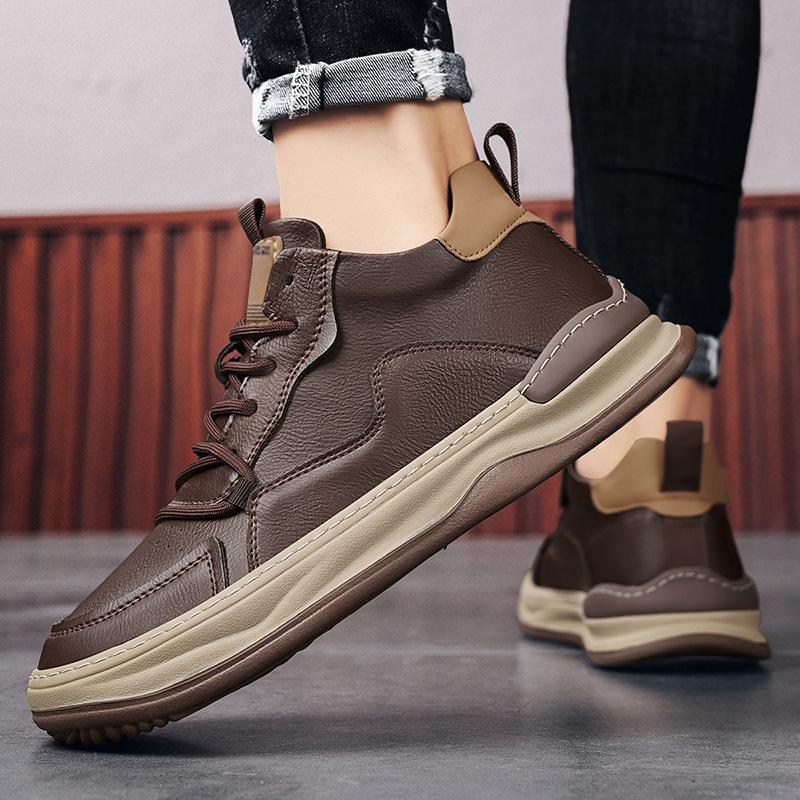 2024 New Men's Casual Leather Shoes High End Comfortable Flat Shoes for Men Outdoor Light Sport Running Shoes Zapatillas Hombre