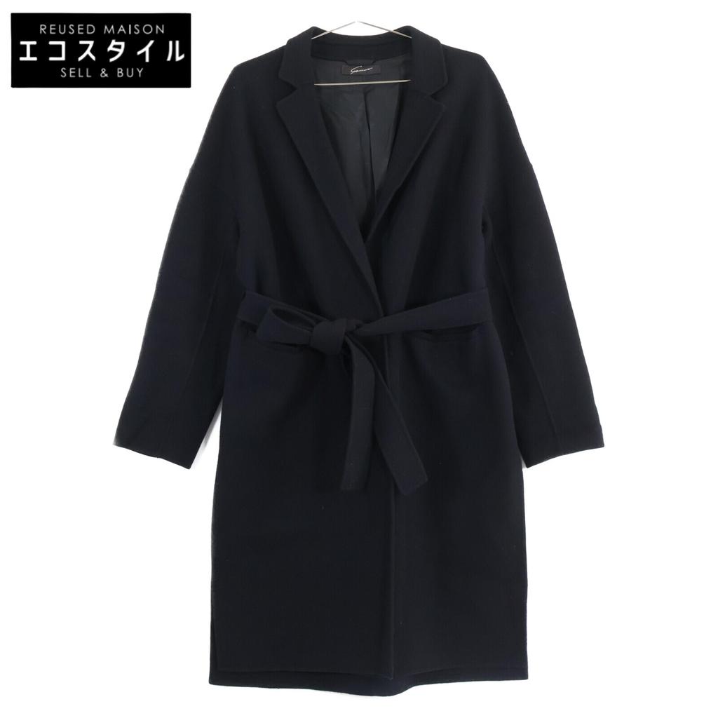 stunning lure 16A114-008 Wool belted river coat O blackUsed