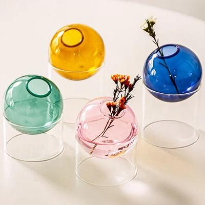 Creative Spheroidal Glass Vase Flower Arrangement Hydroponic Plant Vases Vintage Flower Pot Tabletop Plants Home Bonsai Decor for Daily Use