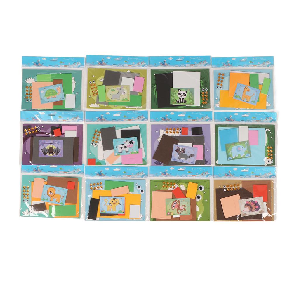 12pcs 3D EVA Foam Sticker  Cartoon Animal Foam Stickers Educational Interactive Kids Puzzle Stick