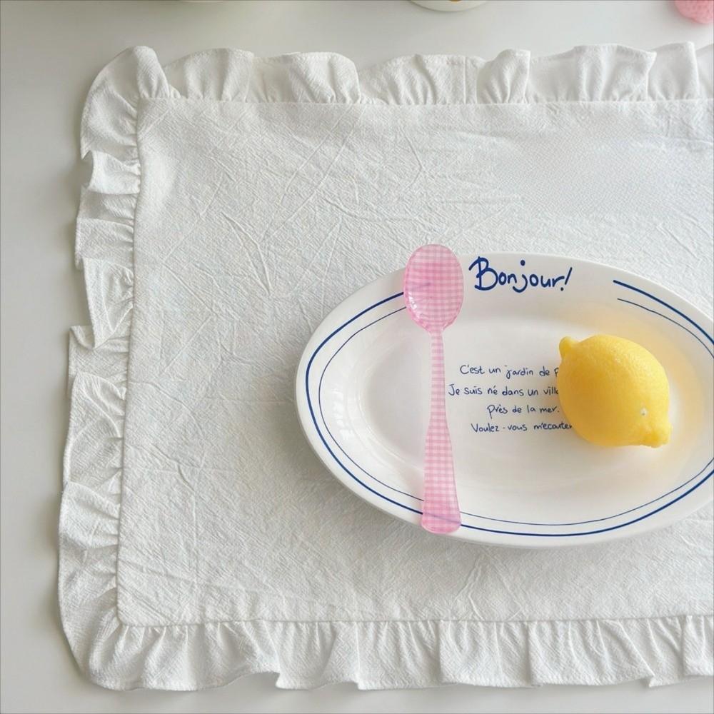 Retro Soft Ruffle Placemats Round Square Cloth Napkins French Cotton Western Food Mats Table Decor