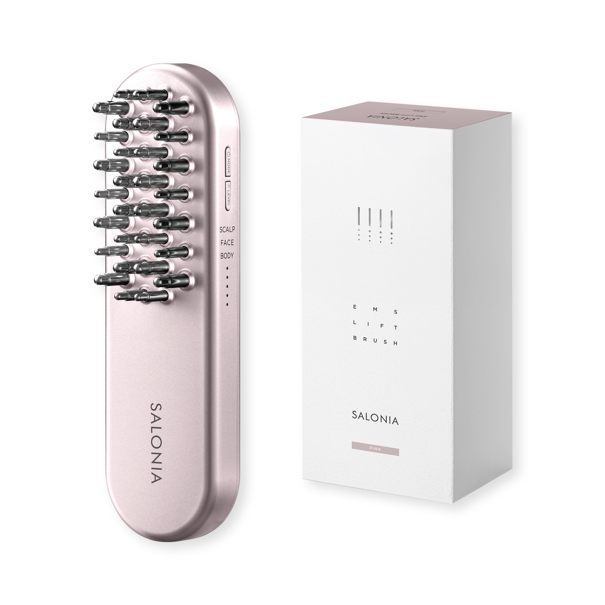 SALONIA EMS Lift Electric Facial Beauty Electric Scalp Brush, Pink, Brush, Device, Brush, Lift-Up розовый