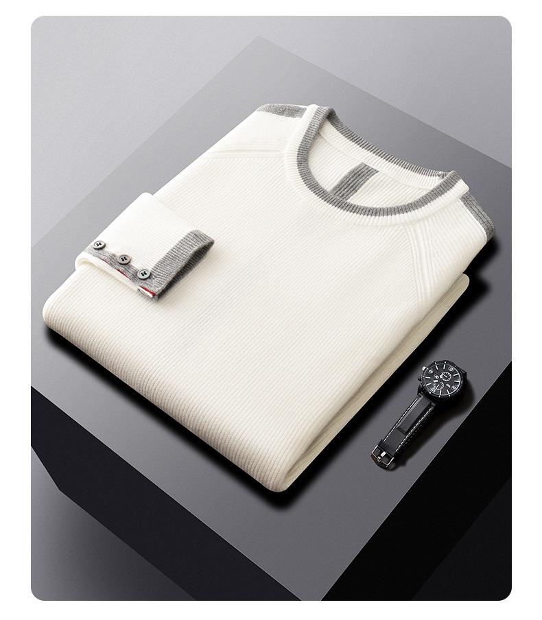 Pánský vysoce kvalitní teplý úpletový svetr s kulatým výstřihem Podzim/Zima 2025