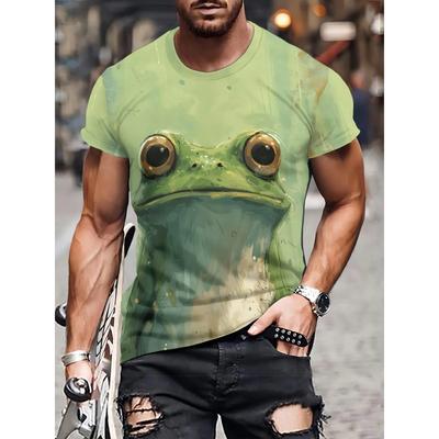 Cartoon Tier Frösche Muster 3D Gedruckte T-Shirts Lässig Rundhals Kurzarm Herren T-Shirts