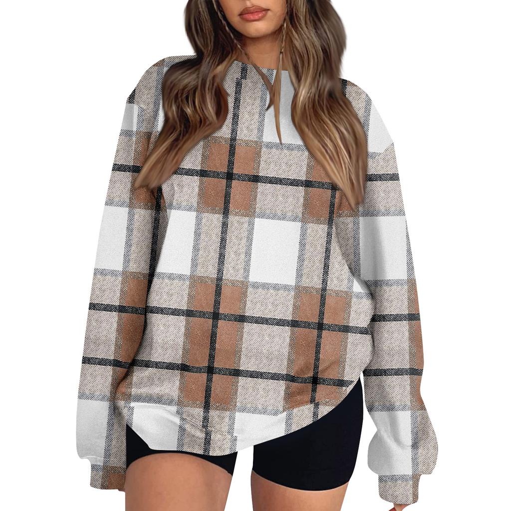 Damskie Topy Damska Bluza z Długim Rękawem Casualowy Okrągły Dekolt Luźny Krój Pulowerowe Polarowe Topy