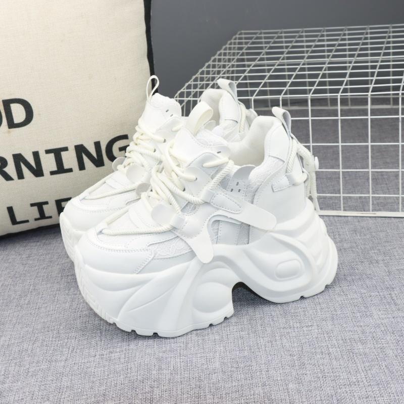 Fashion 12CM Air Mesh Synthetic Microfiber Women Shoes Breathable Vulcanize Leather Casual High Brand Summer Platform Sneakers