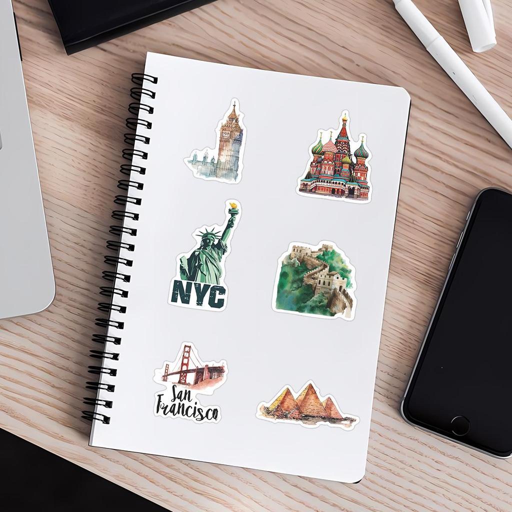 51 World Landmark Stickers for DIY Notebook & Luggage Decoration