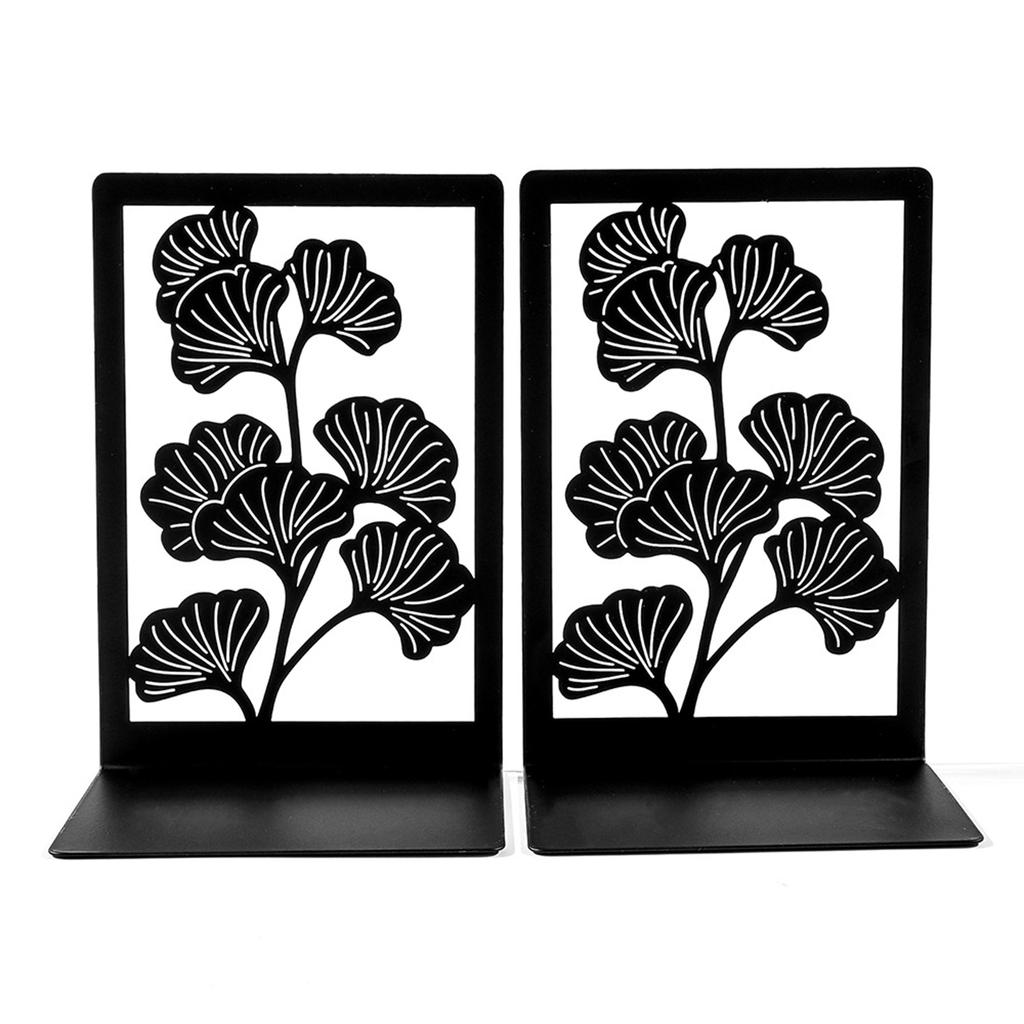 2Pcs Book Ends for Shelves Hollowed Leaf Metal Bookends Heavy Duty Book End Decorative Book Stoppers for Office School