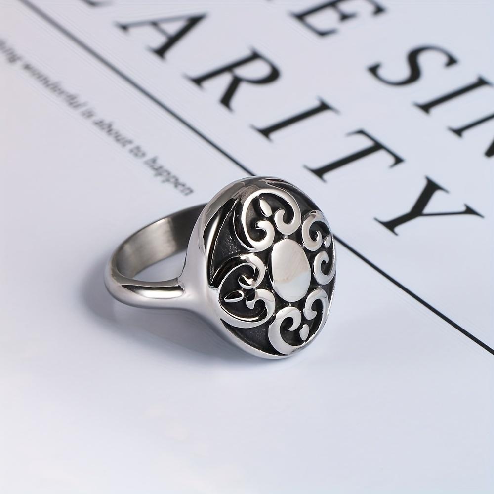 A non-fading high-end mysterious patterned fashion classic men s stainless steel ring Vintage Patterned Ring 7