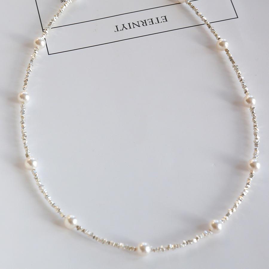 2024 Starry Sky Silver Pearl Necklace & Bracelet Set - Women s Luxury Clavicle Chain
