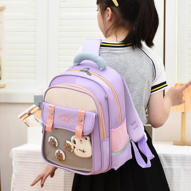 Schoolbag for Primary School Students Grade 1-3 Burden Reduction Spine Protection Backpack Cartoon Backpack for Boys and Girls