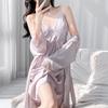 New splicing lace V-neck nightdress women's summer breathable ice silk suspender skirt with cardigan outside direct supply