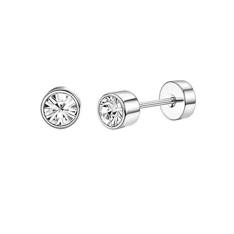 18K Gold Plated Hypoallergenic Flat Back Earrings for Women Girl Cute Toddler Kids Teen Girls Earring Set-Surgical Steel Earring